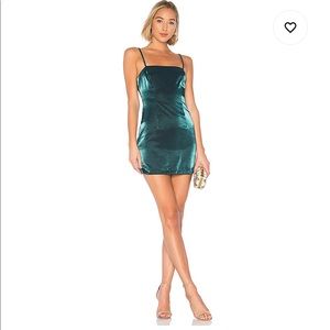 Superdown Amy Mini Dress in Teal Metallic
